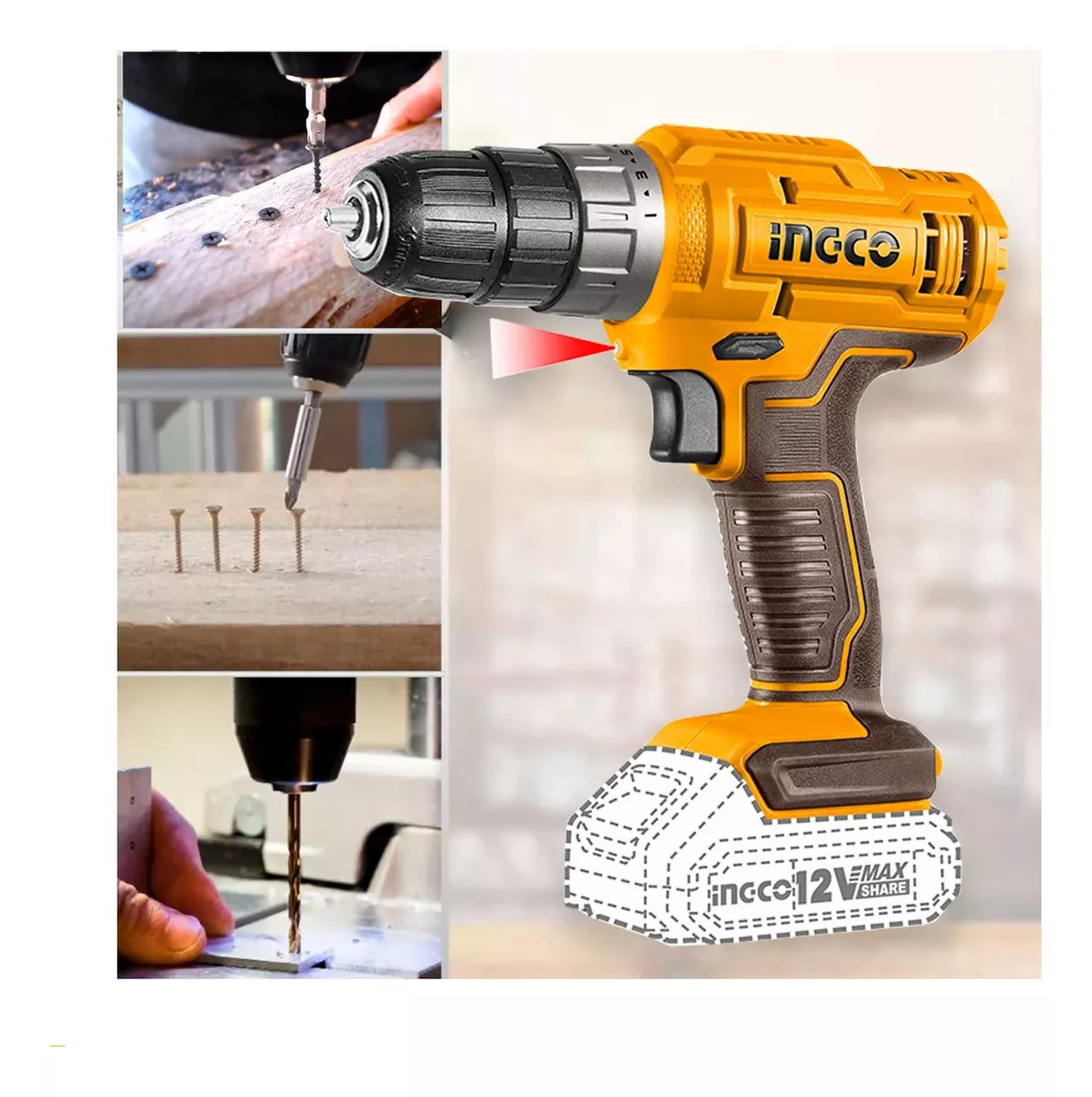 INGCO TALADRO BATERIA 10 MM 12 VOLT CDLI1218-4 - Imagen 5
