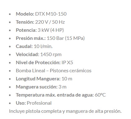 BTA HIDROLAVADORA INDUSTRIAL DTX 10 150 - Imagen 8