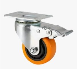 RUEDA NARANJA 100 MM BASE GIRATORIA  C FRENO