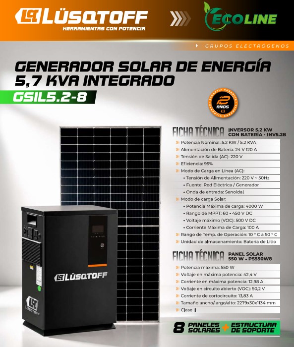 GENERADOR SOLAR DE ENERGÍA 5.2 KW LUSQTOFF GSIL5.2-8 - Imagen 4