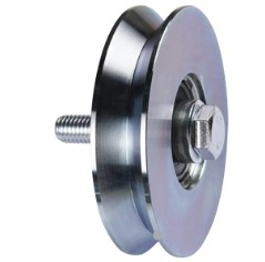 RUEDA PORTON ACERO V 125 mm 2 RULEMAN